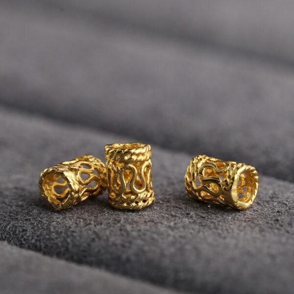 hollow tube shape gild s925 sterling silver bead, golden tube bead - Image 4