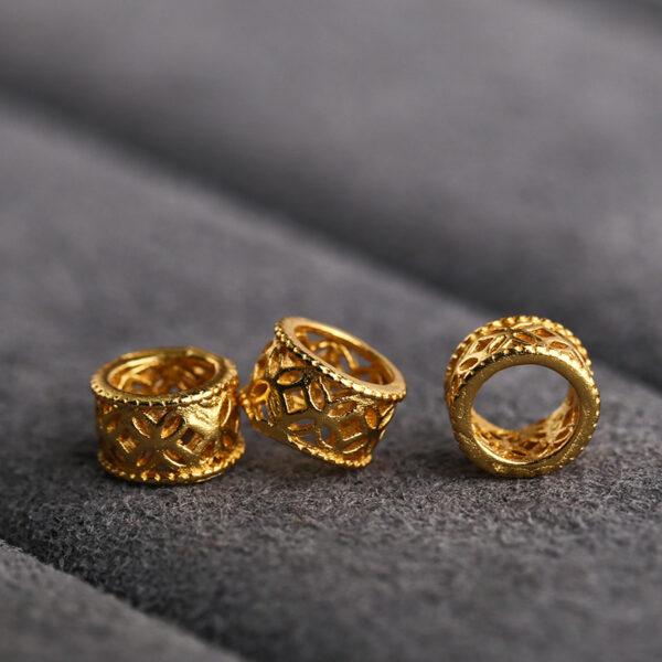 hollow ring shape gild s925 sterling silver bead, golden ring bead - Image 4