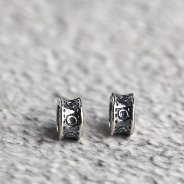 circle pattern ring shape s925 sterling silver bead, oxidized silver ring bead - Image 4
