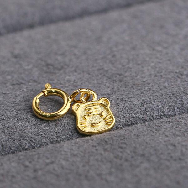 cute tiger shape gild s925 sterling silver charm, golden tiger charm - Image 4