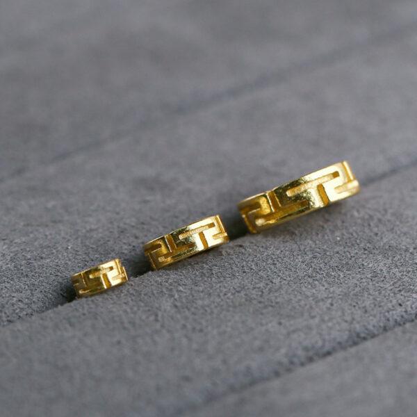 fret pattern gasket shape gild s925 sterling silver bead, golden gasket bead - Image 4