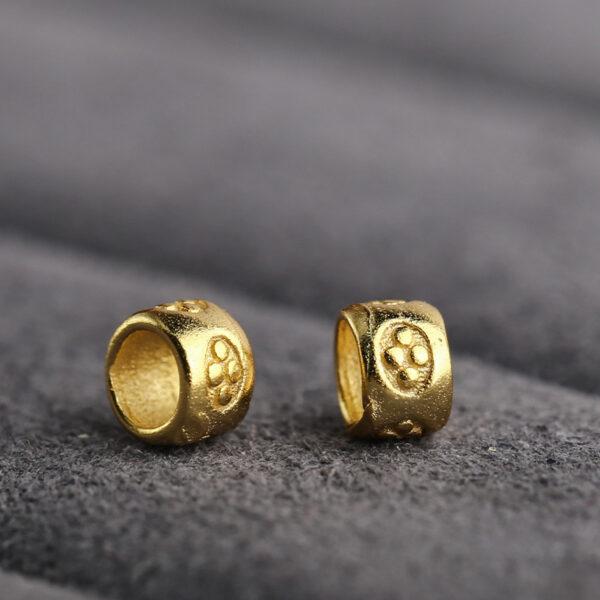 flower pattern ring shape gild s925 sterling silver bead, golden ring bead - Image 4