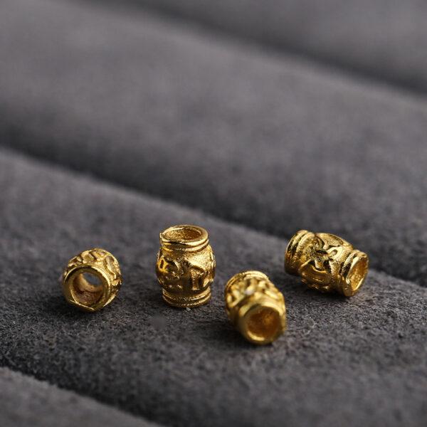 Buddhist six-syllable mantra pattern tube shape gild s925 sterling silver bead, golden tube bead - Image 4
