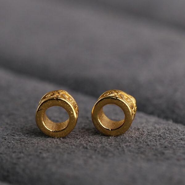 abstract cloud pattern ring shape gild s925 sterling silver bead, golden ring bead - Image 4