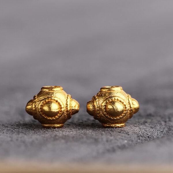 flower pattern oval shape gild s925 sterling silver bead, golden oval bead - Image 4
