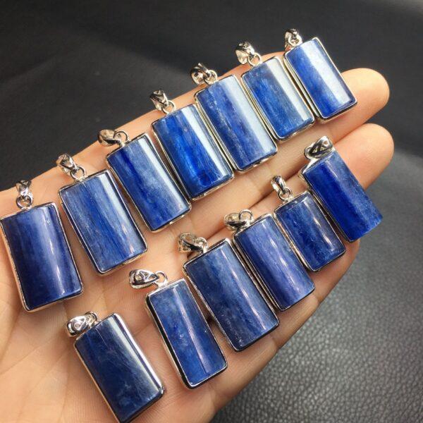 rectangle shape natural kyanite bead inlaid sterling silver charm - Image 4