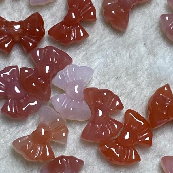 5 pcs / 10 pcs bow tie shape natural pink agate bead - Image 4