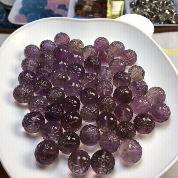 5 pcs / 10 pcs fret pattern round shape natural ametrine bead - Image 4