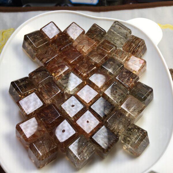 50 g cube shape high quality natural Black Gold Super 7 crystal bead - Image 4
