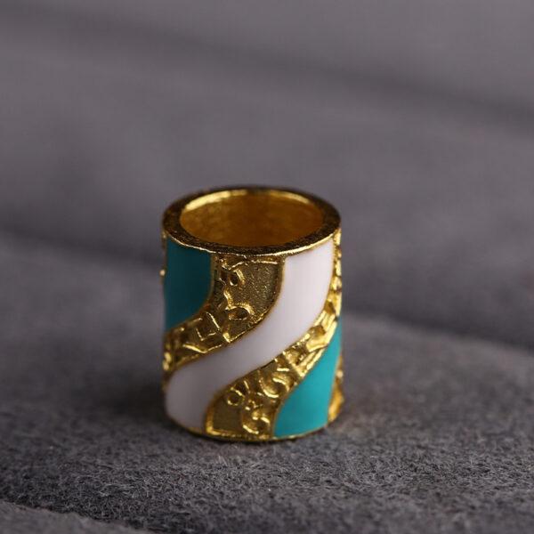 Buddhist scriptures colorful stripes tube shape gild sterling silver bead, colorful enamel tube bead - Image 4