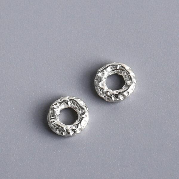 small pits surface donut shape s925 sterling silver bead - Image 4