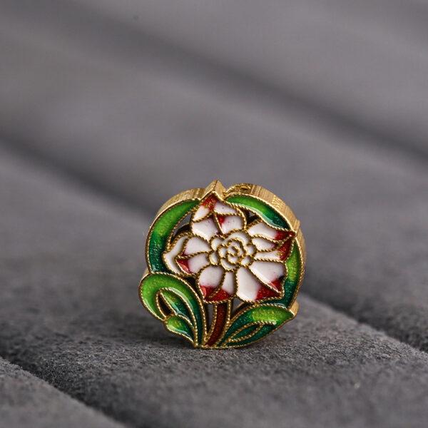 nice flower shape gild sterling silver bead, enamel flower bead - Image 4