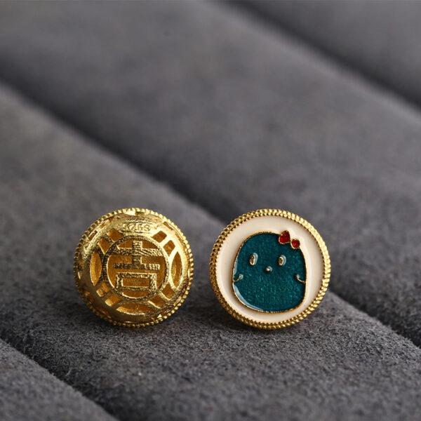 cute chick pattern round shape gild sterling silver bead, enamel chick bead - Image 4