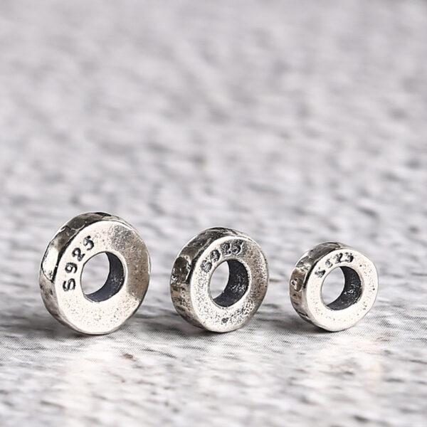 simple gasket shape s925 sterling silver bead, oxidized silver bead - Image 4