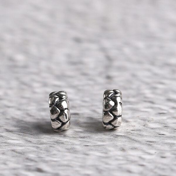 cracking surface rondelle shape s925 sterling silver bead, oxidized silver bead - Image 4