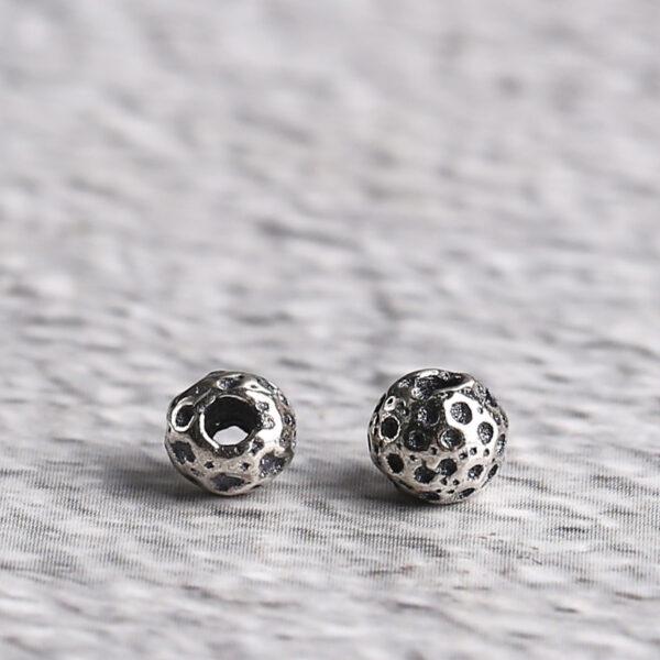 small pits surface round shape s925 sterling silver bead, oxidized silver bead - Image 4