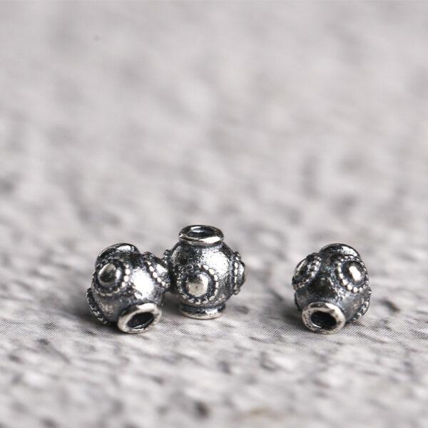 flower pattern oval shape s925 sterling silver bead, oxidized silver bead - Image 4