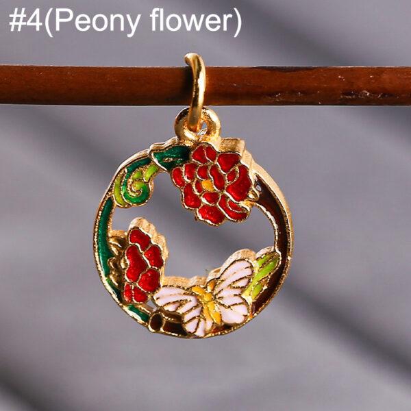 gild sterling silver flowers of the twelve months pattern round shape charm bead, enamel charm - Image 7