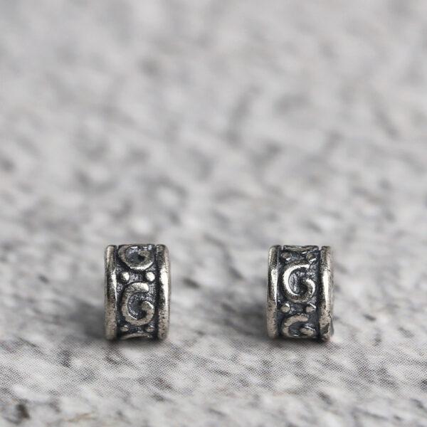 line pattern rondelle shape s925 sterling silver bead, oxidized silver bead - Image 4