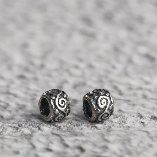 vine pattern rondelle shape s925 sterling silver bead, oxidized silver bead - Image 4
