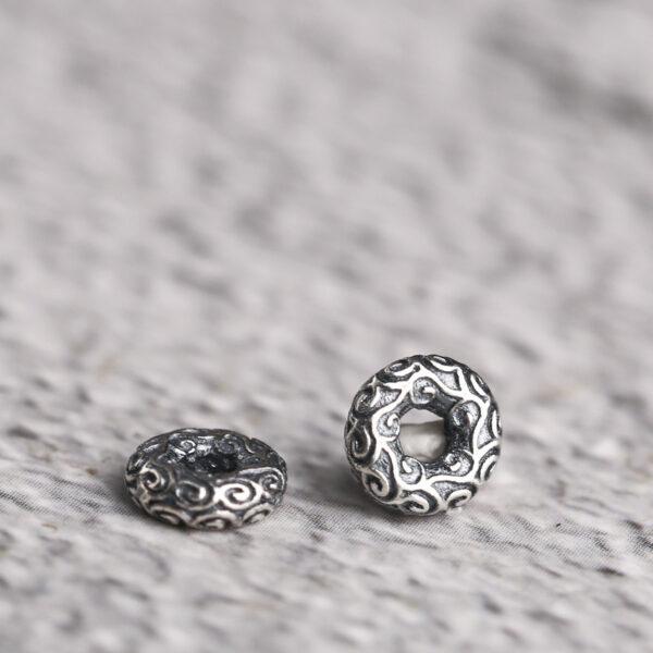 cloud pattern rondelle shape s925 sterling silver bead, oxidized silver bead - Image 4