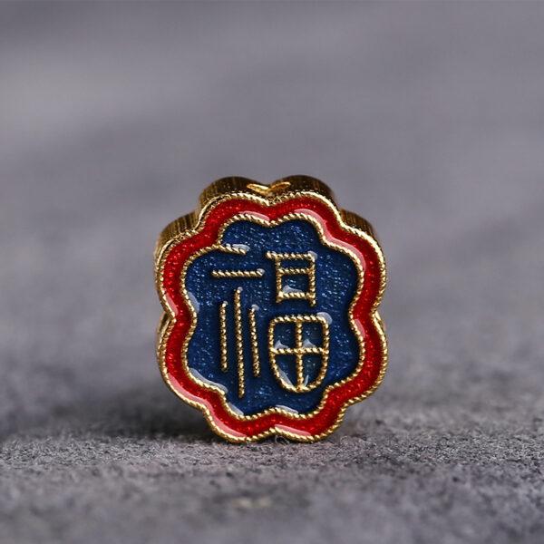 gild sterling silver 福 pattern flower shape bead, enamel flower bead, 2 pieces / 5 pieces - Image 4