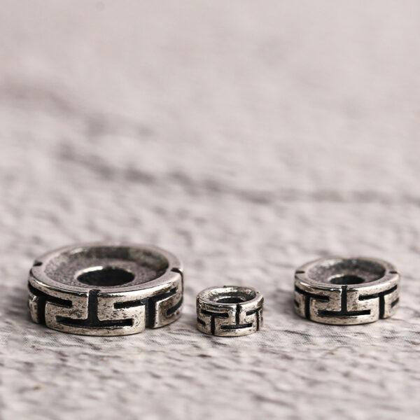 fret pattern rondelle shape s925 sterling silver bead, oxidized silver bead - Image 4