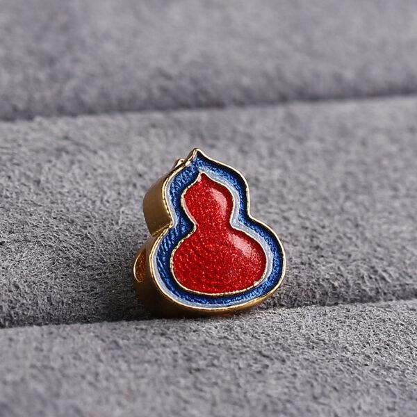 gild sterling silver gourd shape bead, red enamel gourd bead - Image 5