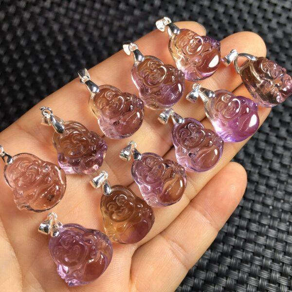 Maitreya Buddha shape natural ametrine bead sterling silver charm - Image 5