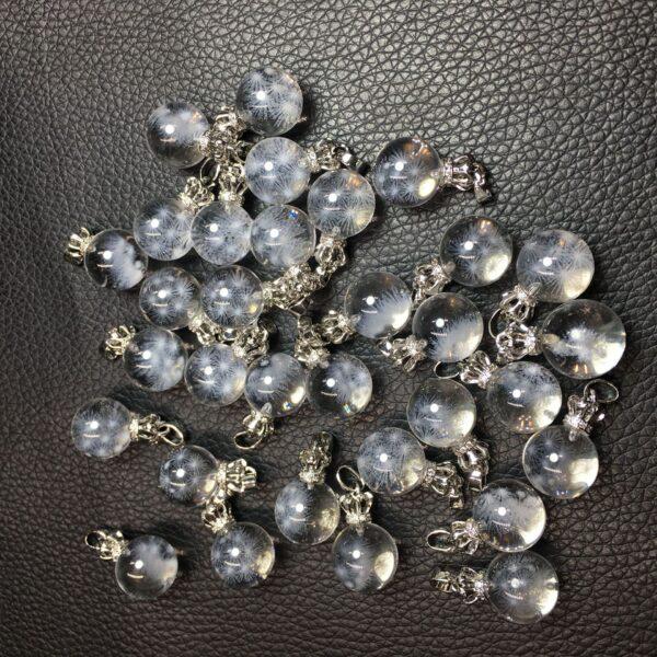 Dandelion pattern round shape natural clear quartz bead charm - Image 5