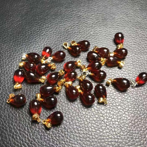 droplet shape natural wine red garnet bead sterling silver charm - Image 5