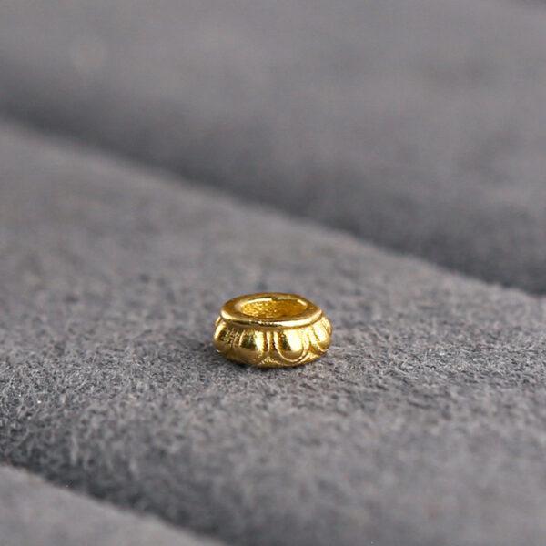 lotus flower pattern rondelle shape gild s925 sterling silver bead, golden rondelle bead - Image 5