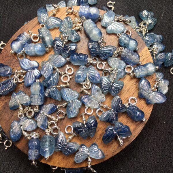 butterfly and Pixiu shape natural kyanite bead sterling silver charm - Image 5