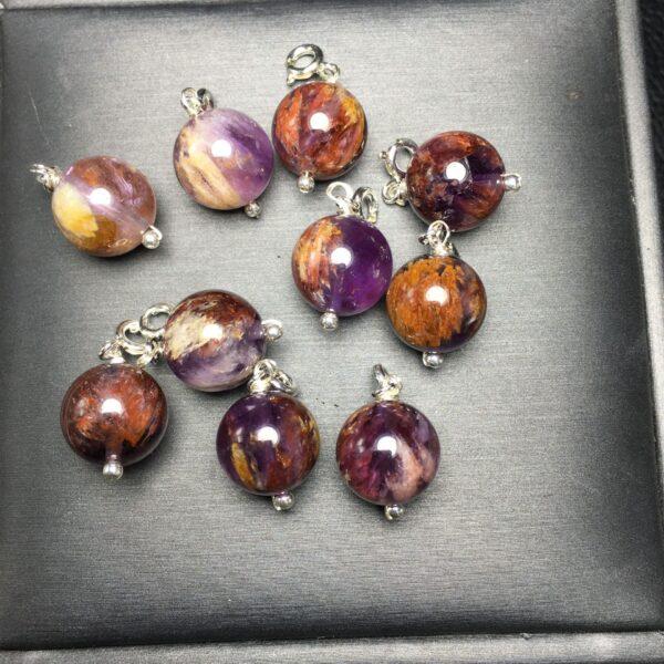 round ball shape natural amethyst bead sterling silver charm - Image 5