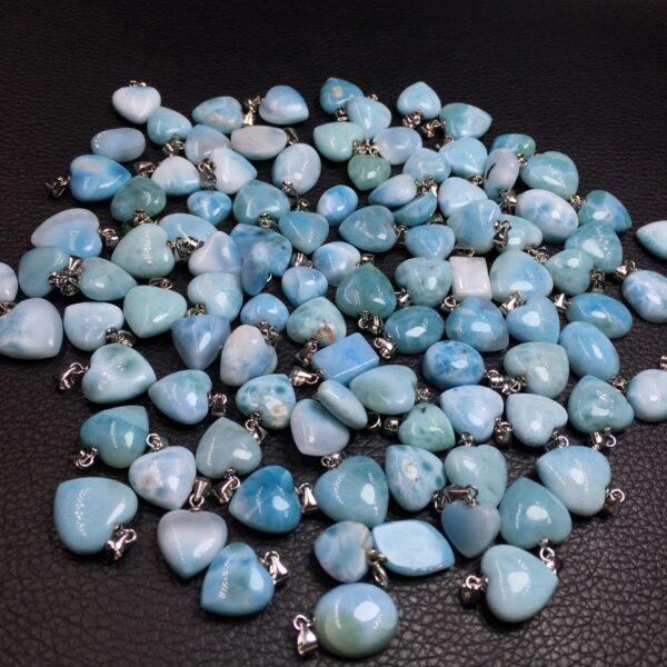 heart shape natural larimar bead sterling silver charm - Image 5