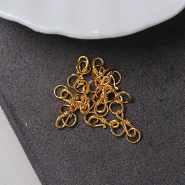S shape gild s925 sterling silver hook bead, golden bead accessories - Image 5