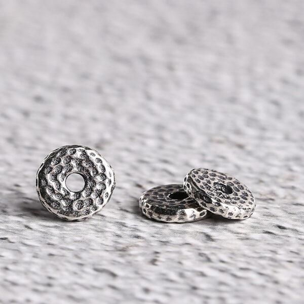 small pits rondelle shape s925 sterling silver bead,  silver rondelle bead - Image 5