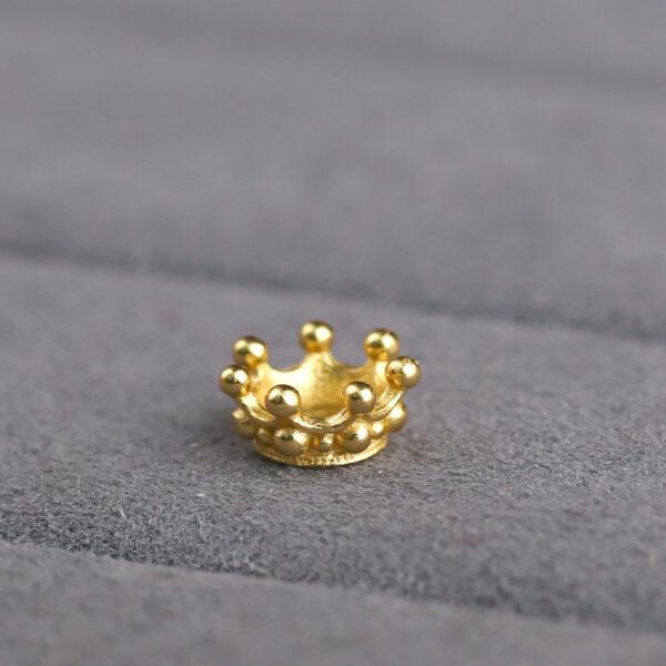 crown shape gild s925 sterling silver bead caps, golden crown bead caps - Image 5