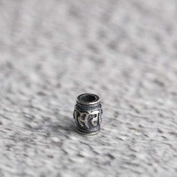 Buddhist six-syllable mantra pattern oval shape s925 sterling silver bead, oxidized silver oval bead - Image 5