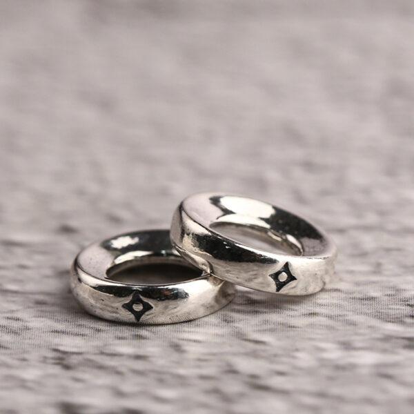 Diamond pattern gasket shape s925 sterling silver bead, oxidized silver gasket bead - Image 5