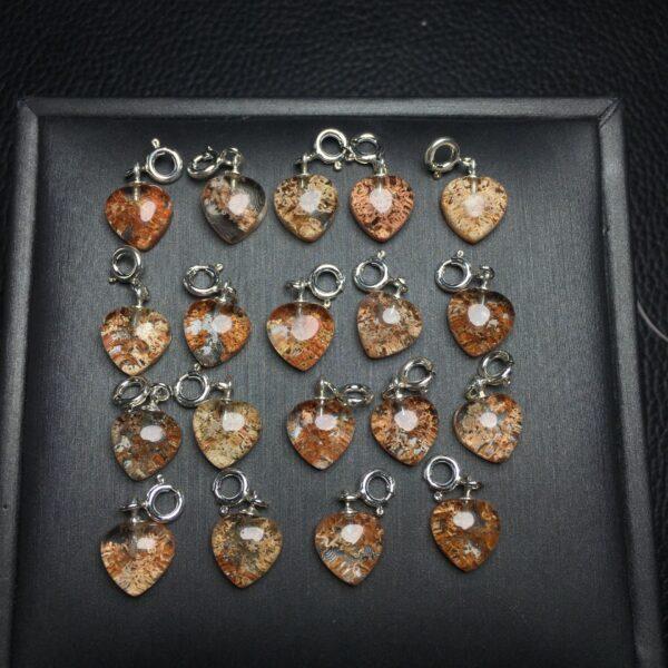 heart shape natural colorful phantom quartz bead sterling silver charm - Image 5