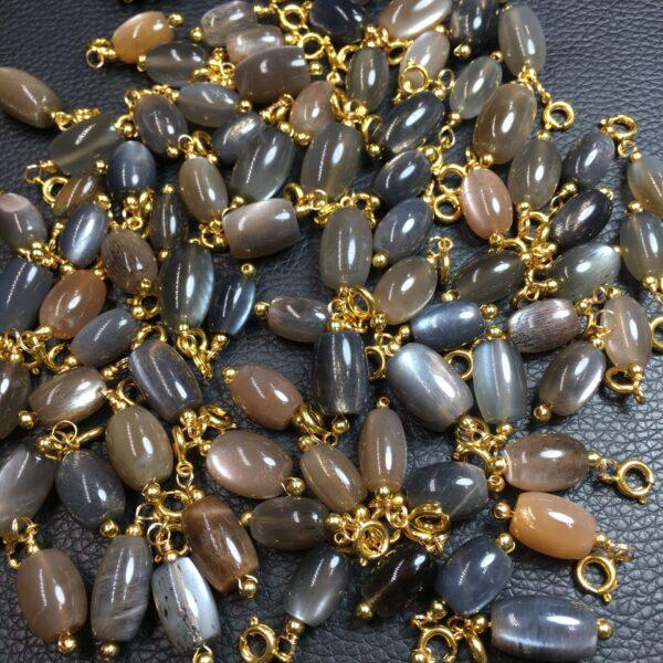 barrel shape natural black gold sun stone bead charm - Image 5