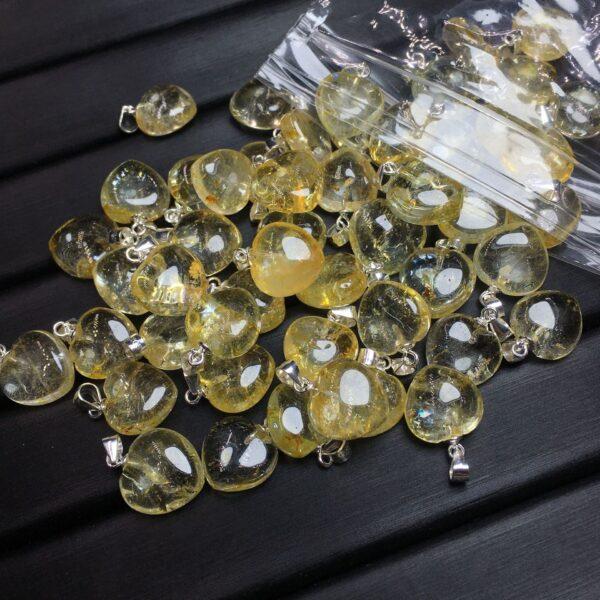 heart shape natural yellow topaz bead sterling silver charm - Image 5