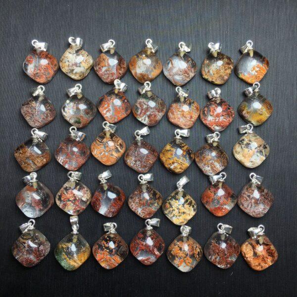 diamond shape natural colorful phantom quartz bead sterling silver charm - Image 5