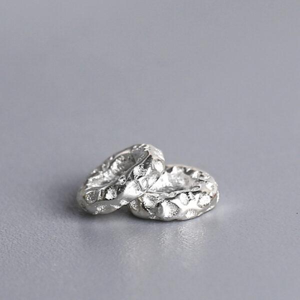 small pits surface donut shape s925 sterling silver bead - Image 5