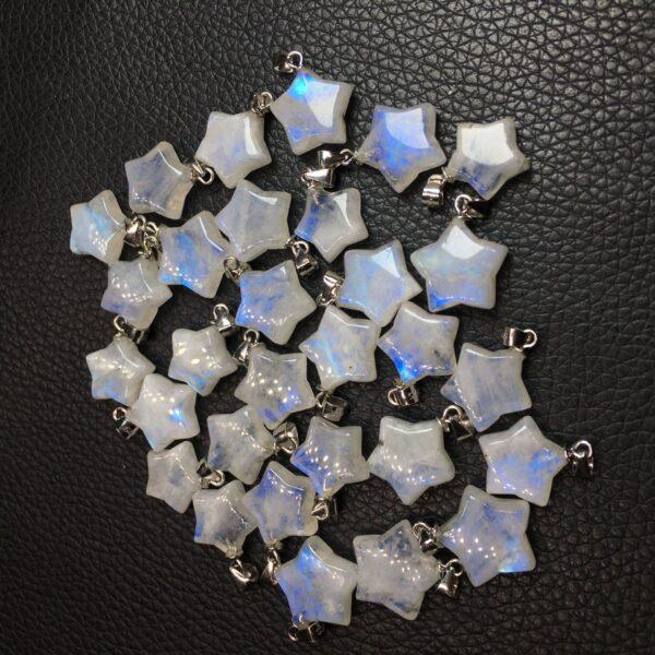 nice star shape natural blue light moonstone charm - Image 5