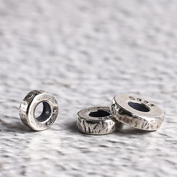simple gasket shape s925 sterling silver bead, oxidized silver bead - Image 5
