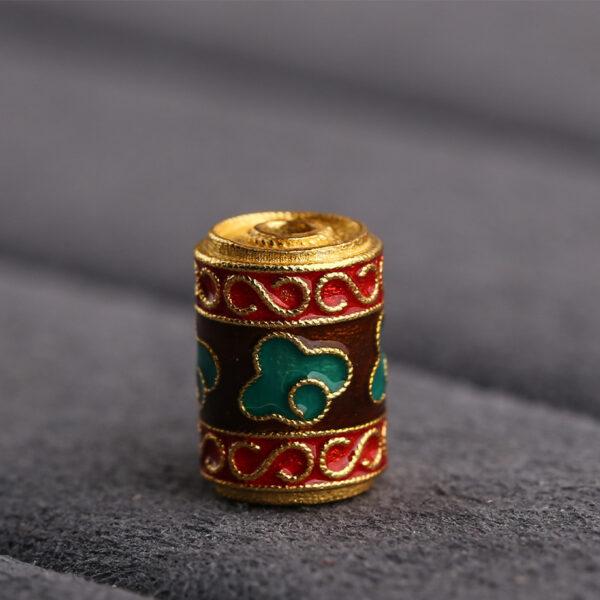 abstract cloud pattern pillar shape gild sterling silver bead, enamel pillar bead - Image 5