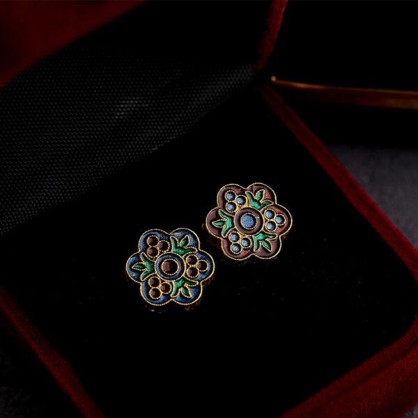 plum flower shape gild sterling silver bead, enamel flower bead - Image 5