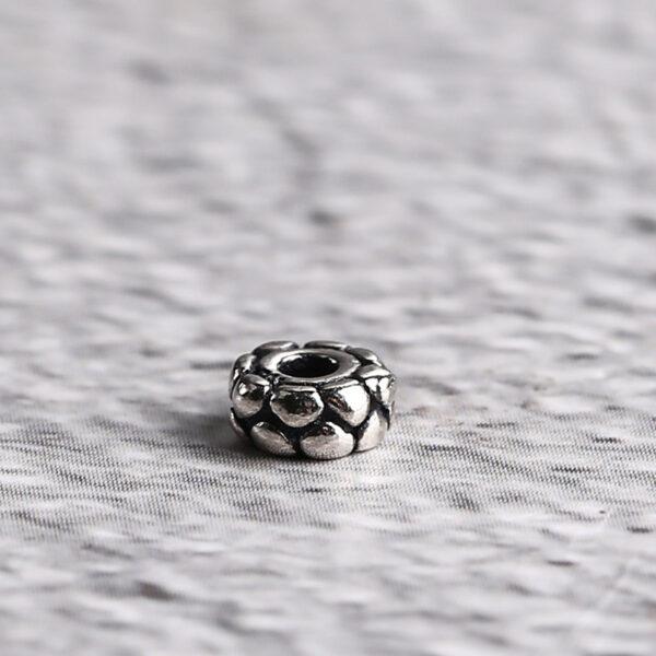 cracking surface rondelle shape s925 sterling silver bead, oxidized silver bead - Image 5